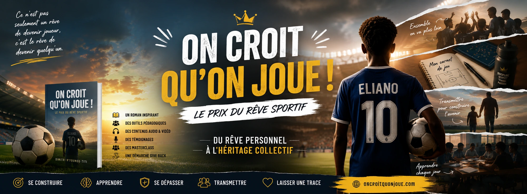 On croit qu'on joue ! — Le Prix du Rêve Sportif. Du rêve personnel à l'héritage collectif : un roman inspirant, des outils pédagogiques, des contenus audio et vidéo, des témoignages, des Rendez-vous OCQJ et une démarche Give Back.